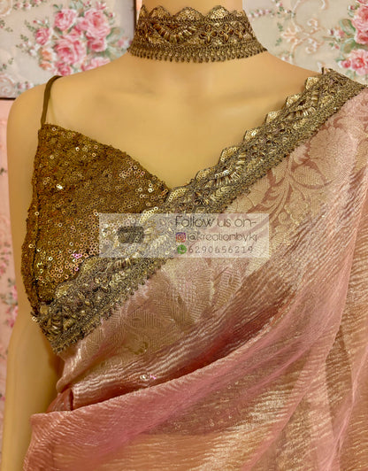 Onion Pink Tissue Banarasi Saree