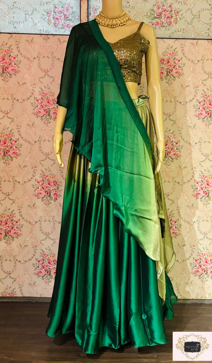 Green Ombre Lehenga