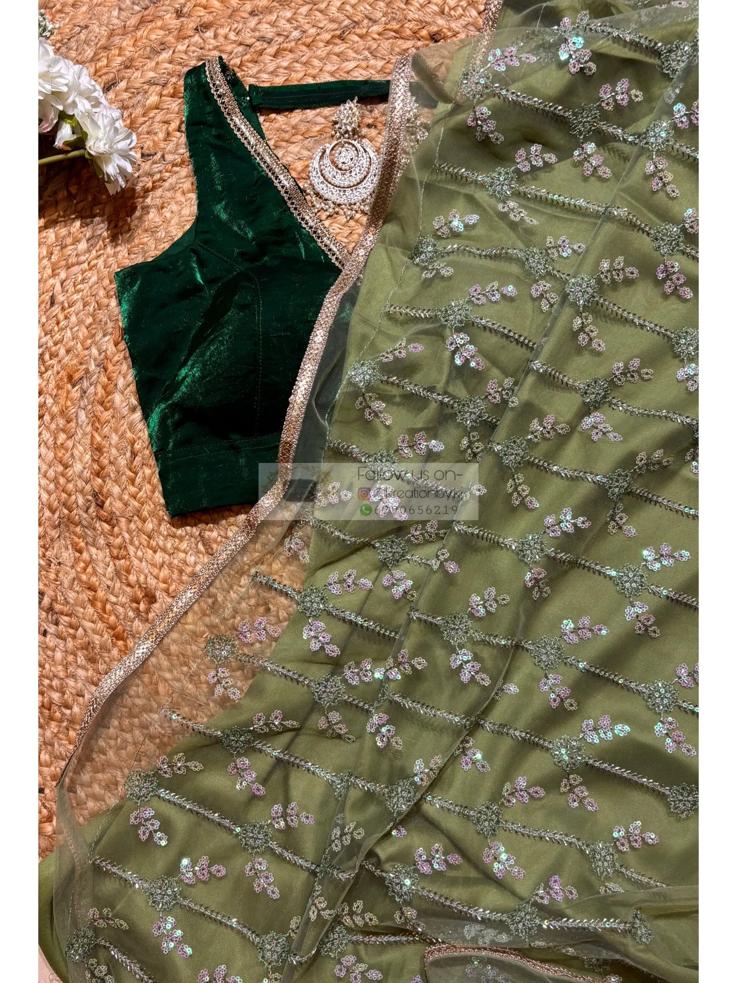 Green Spring Sequin Soirée Saree