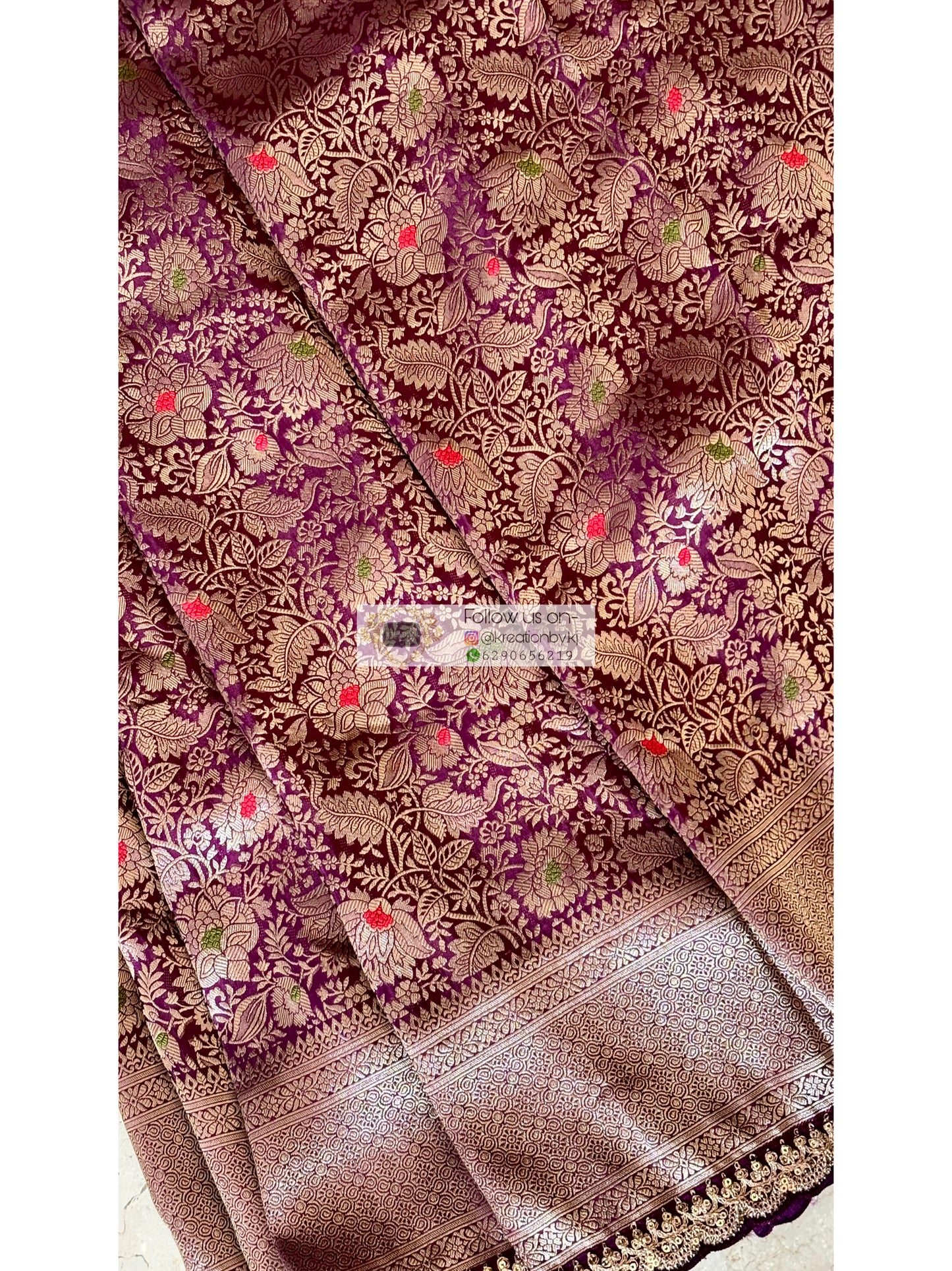 Purple Minakari Banarasi Saree with Antique Zari Work