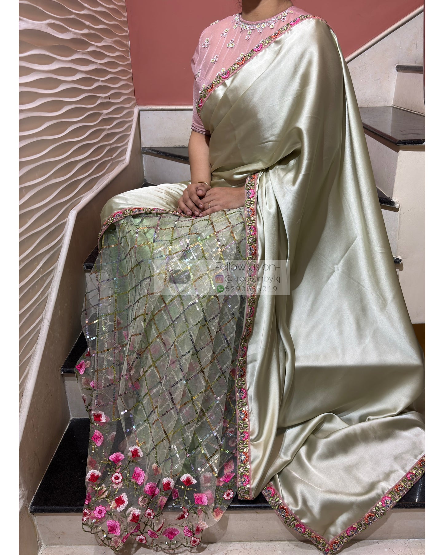 Spring Whispers Satin & Net Half Saree kreationbykj