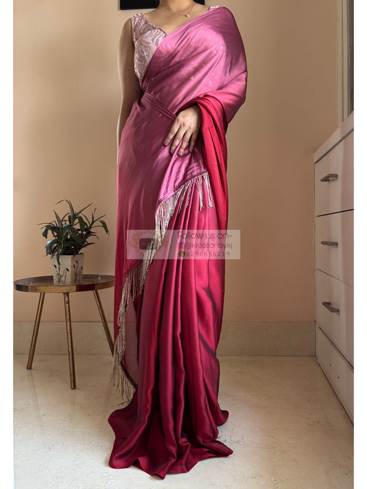 Merlot Ombre Georgette Cocktails Saree