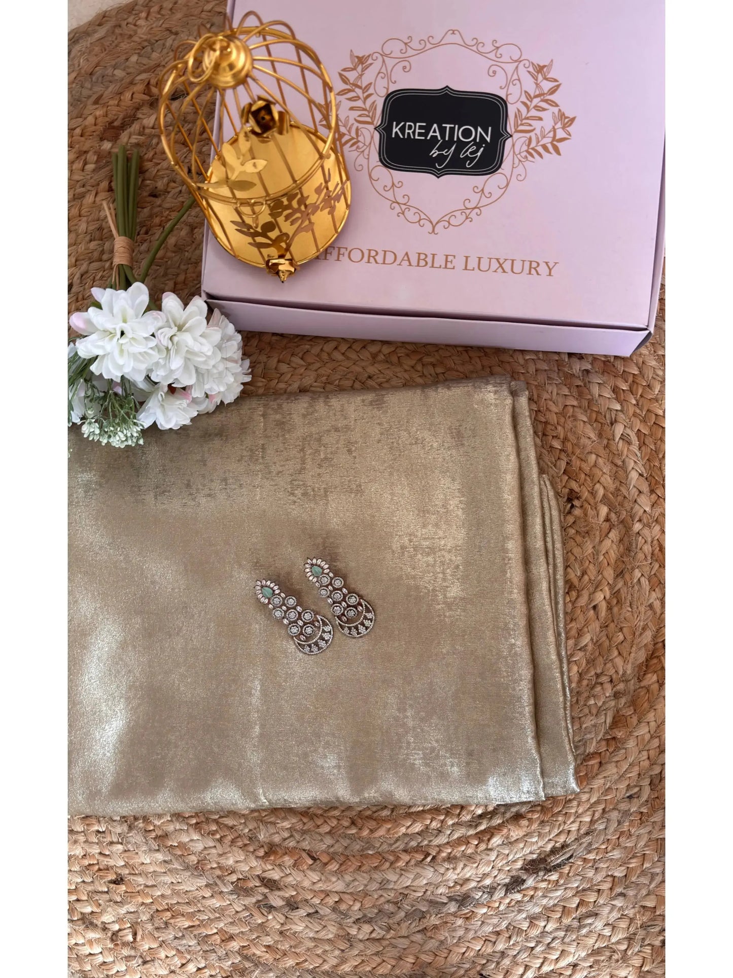 Glam Gold Shimmer Cocktail Saree Kreation by KJ