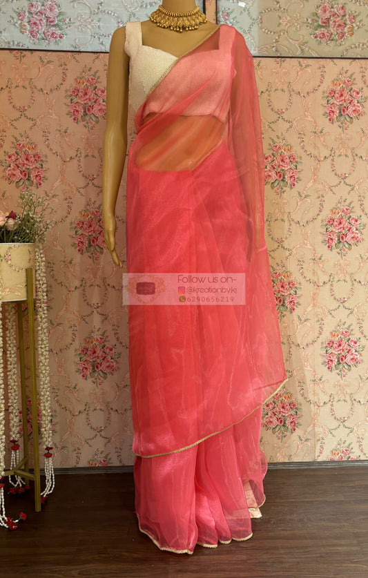 Pink Organza Saree