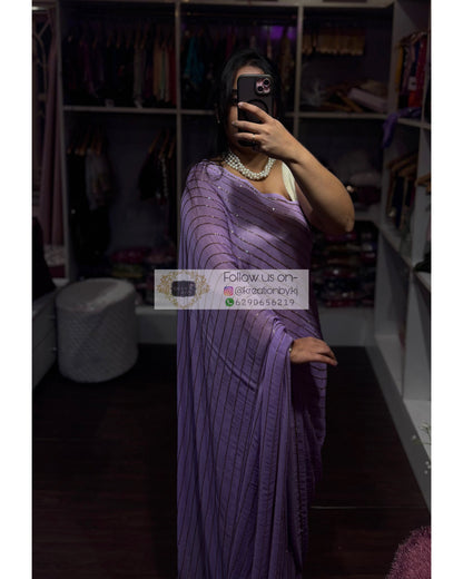 Lavender Noorani Georgette Saree Kreation by KJ