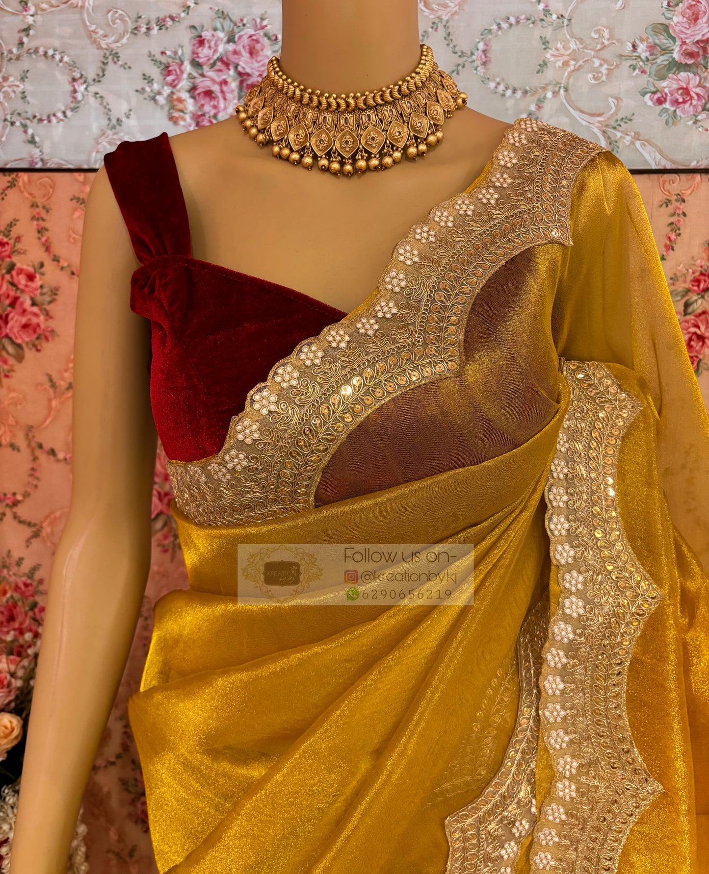 Golden Yellow Zari Tissue with Golden Border Saree