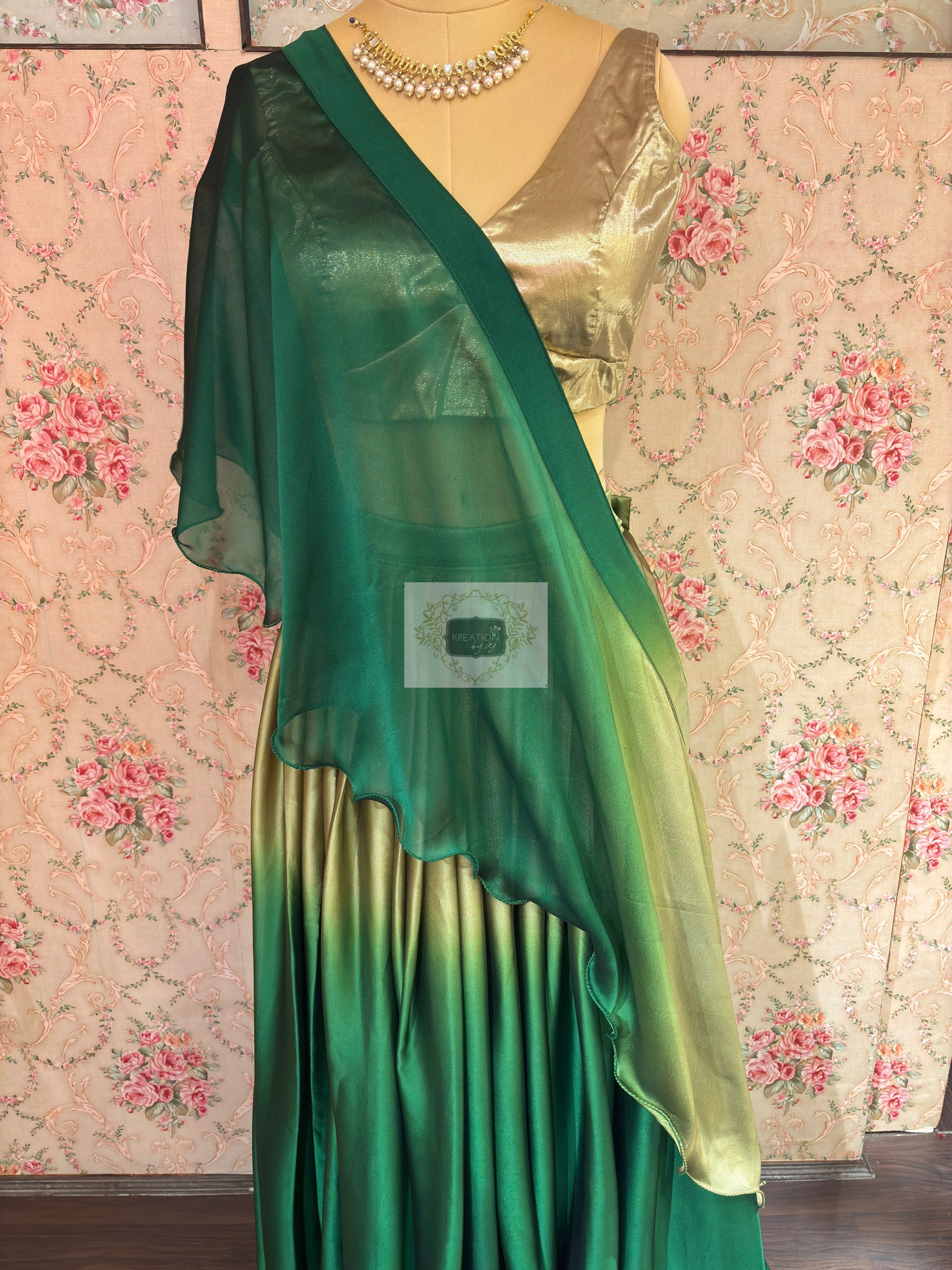Green Ombre Lehenga kreationbykj