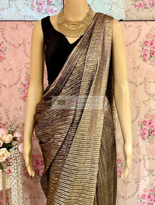 Black and Gold Cocktail Saree kreationbykj