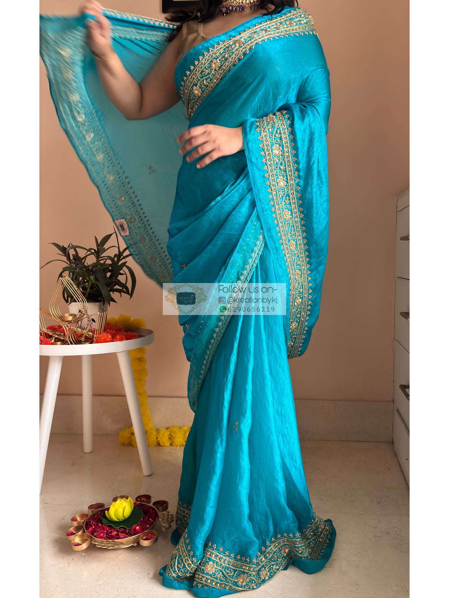 Persian Blue Zarina Saree kreationbykj