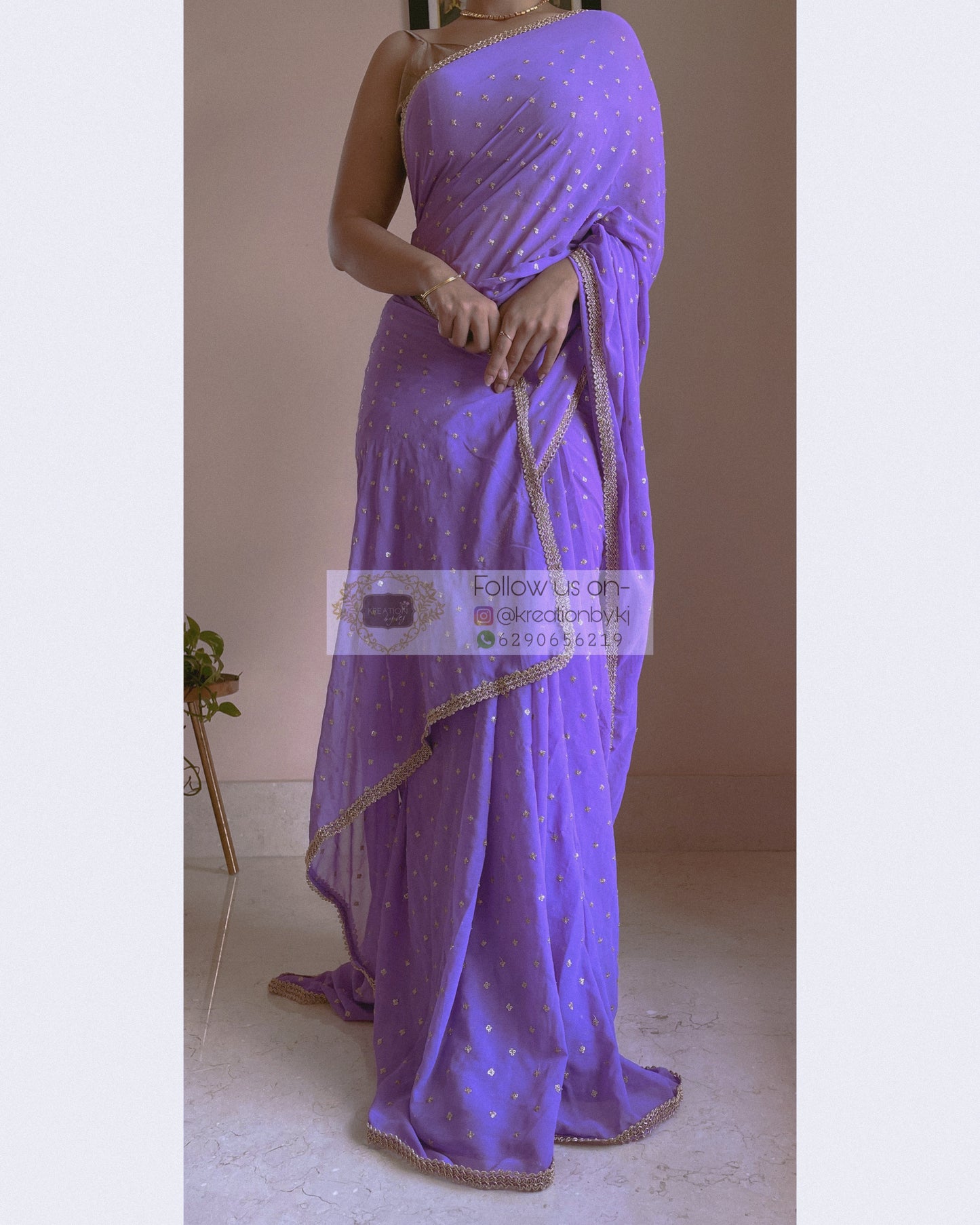 Lavender Ragini Georgette Saree