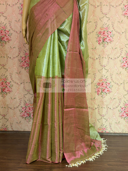 Badam Pista Two in One Tissue Saree