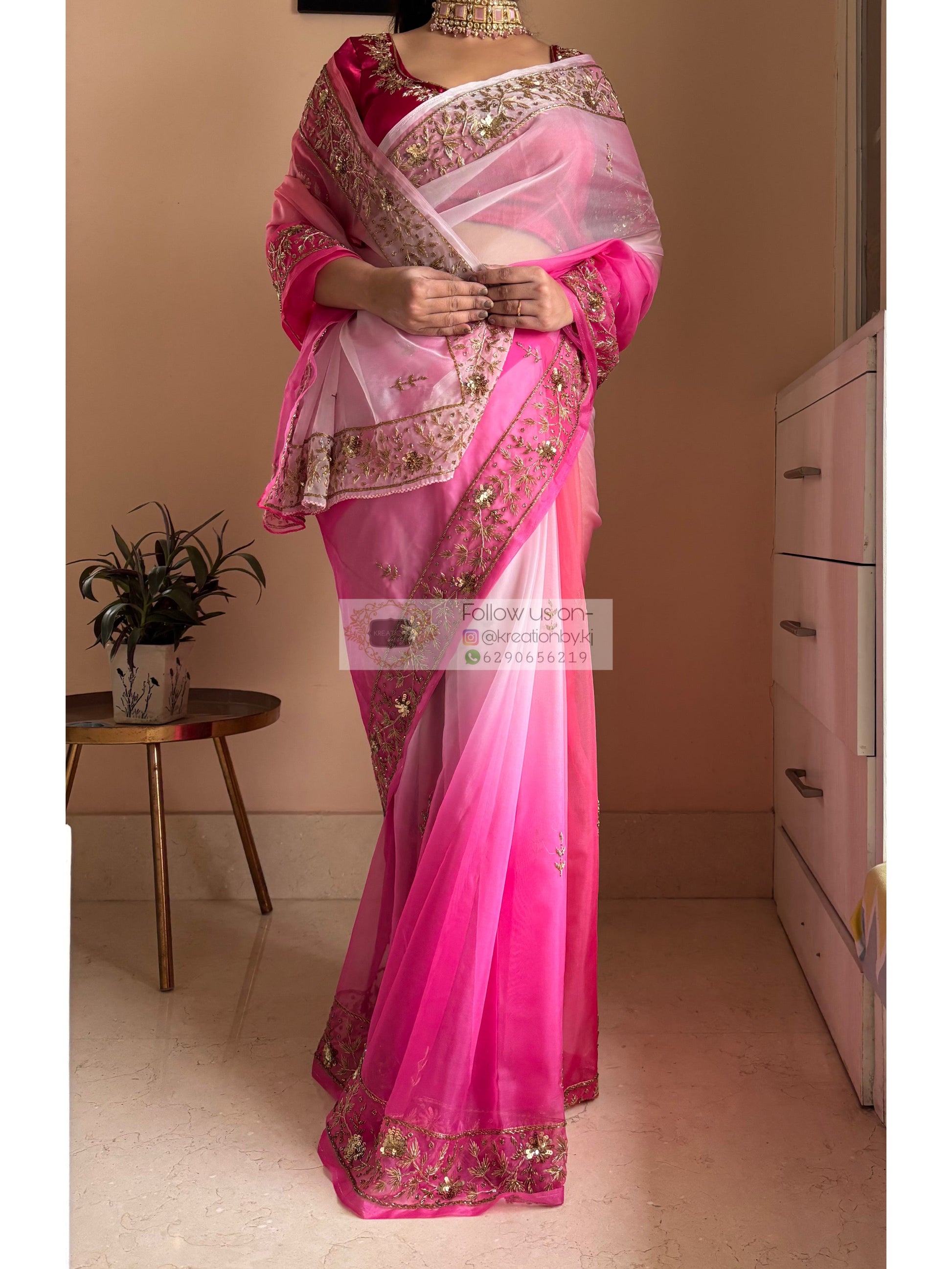 Gulabi Ombré Anaya Saree kreationbykj