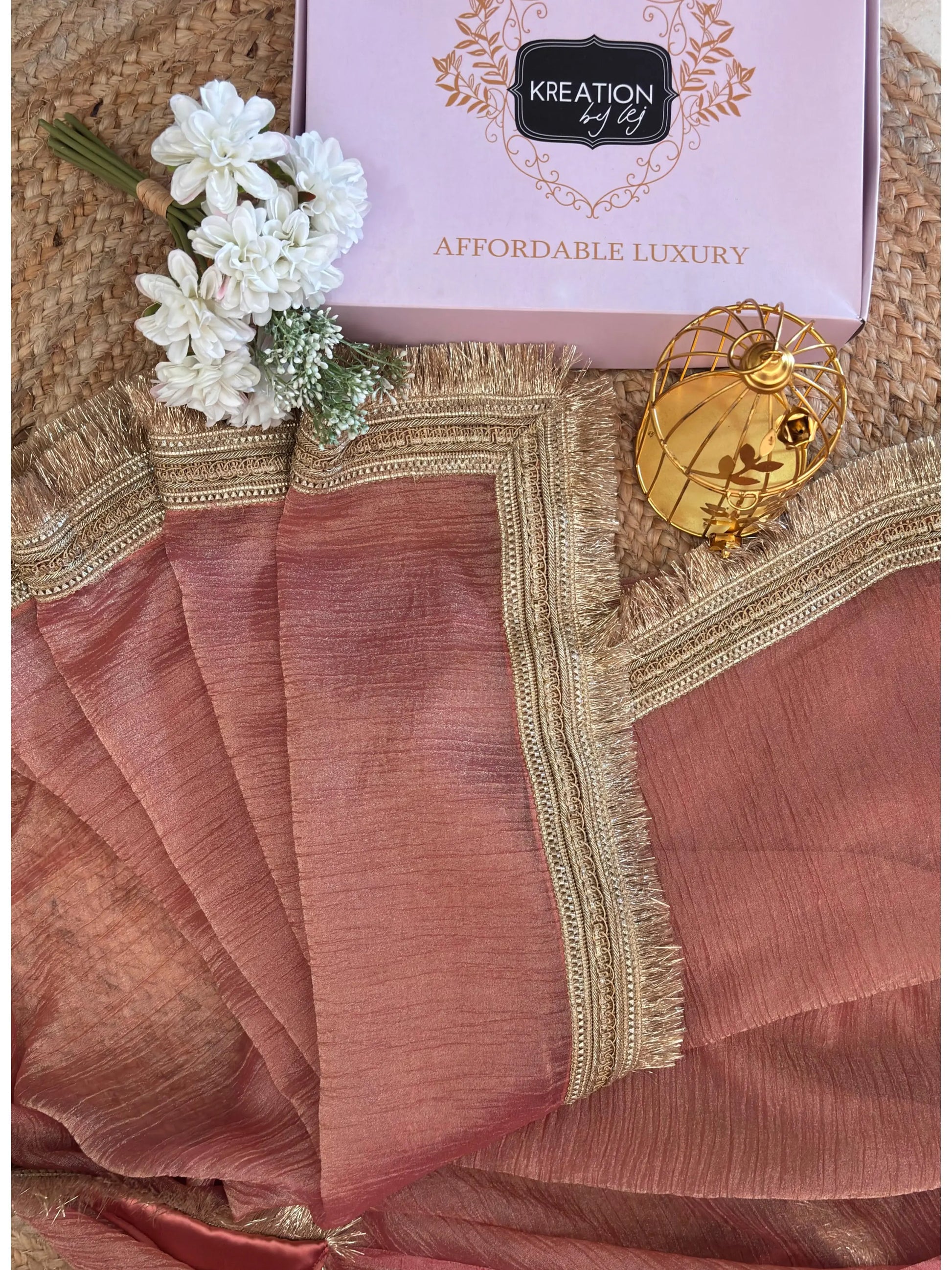 Old Rose Tissue Silk Banno Saree kreationbykj