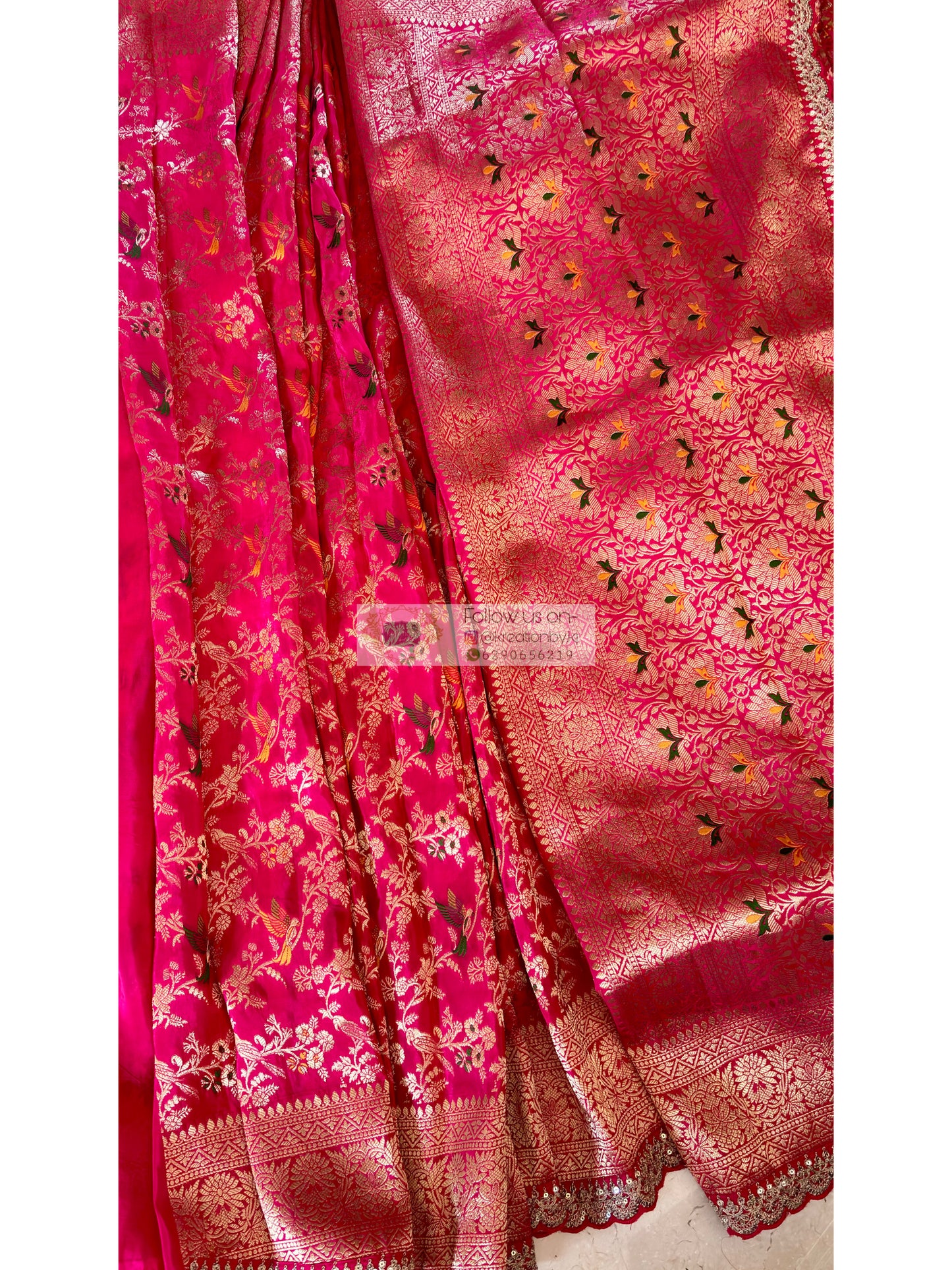 Rani Pink Banarasi Minakari work Saree