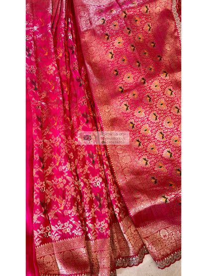 Rani Pink Banarasi Minakari work Saree
