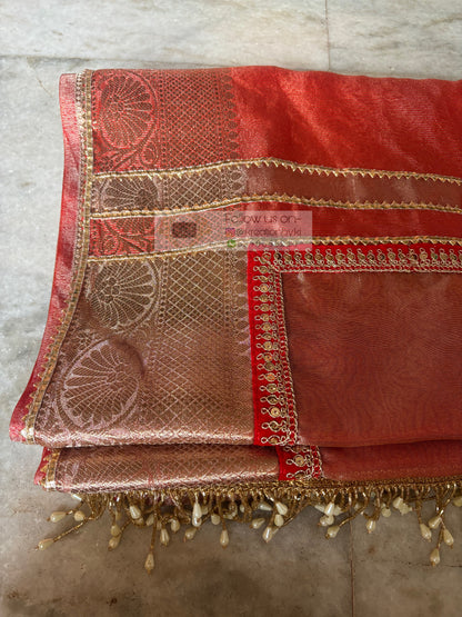 Peach Banarasi Tissue Saree