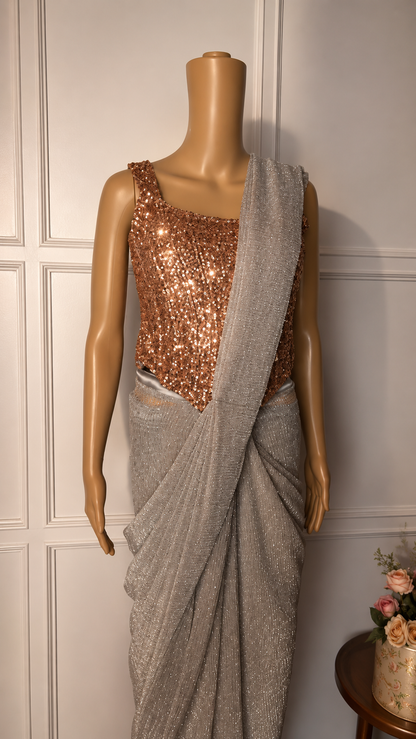 Rose Gold Sequin Embellished Corset Blouse