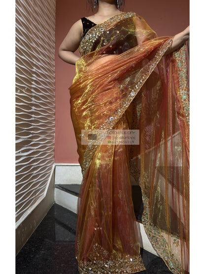 Liquid Gold Sheesh Mahal Saree kreationbykj