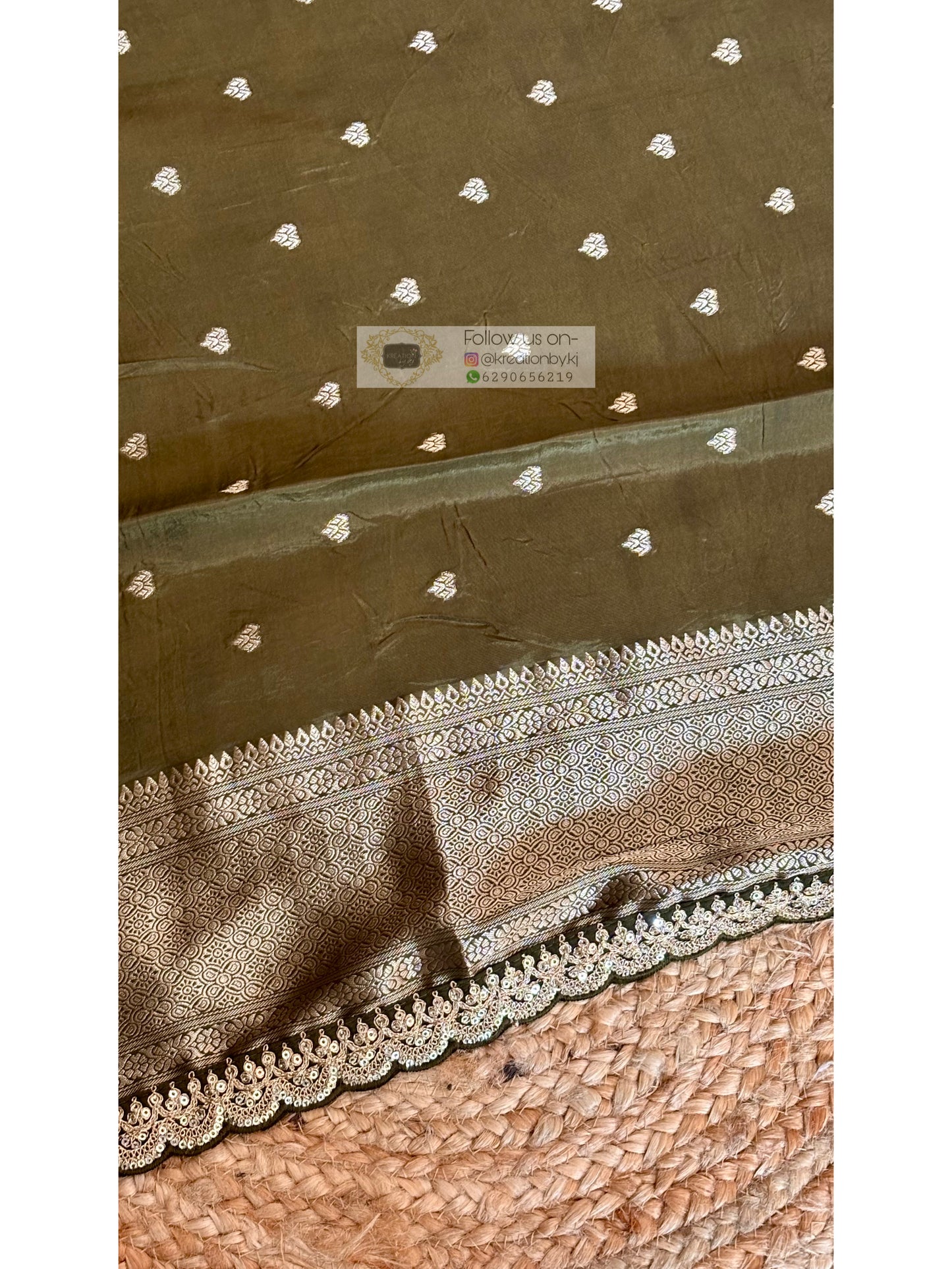 Mehndi Green Minakari Banarasi Saree With Antique Zari Work