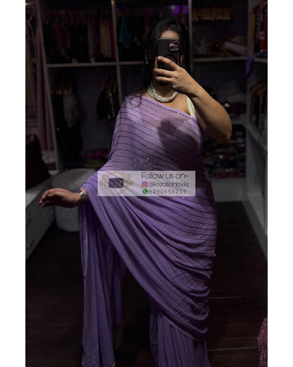 Lavender Noorani Georgette Saree Kreation by KJ