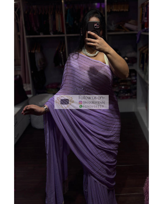 Lavender Noorani Georgette Saree Kreation by KJ