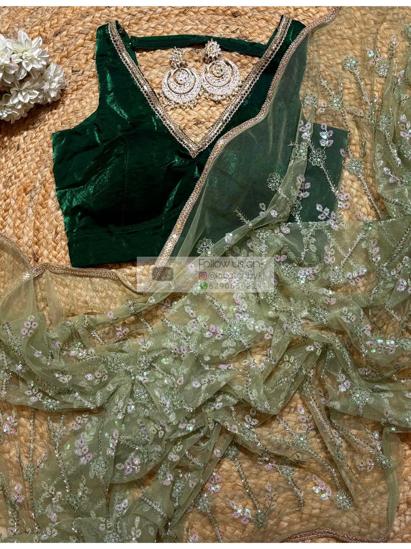 Green Spring Sequin Soirée Saree