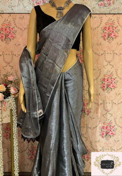 Grey Tissue Saree