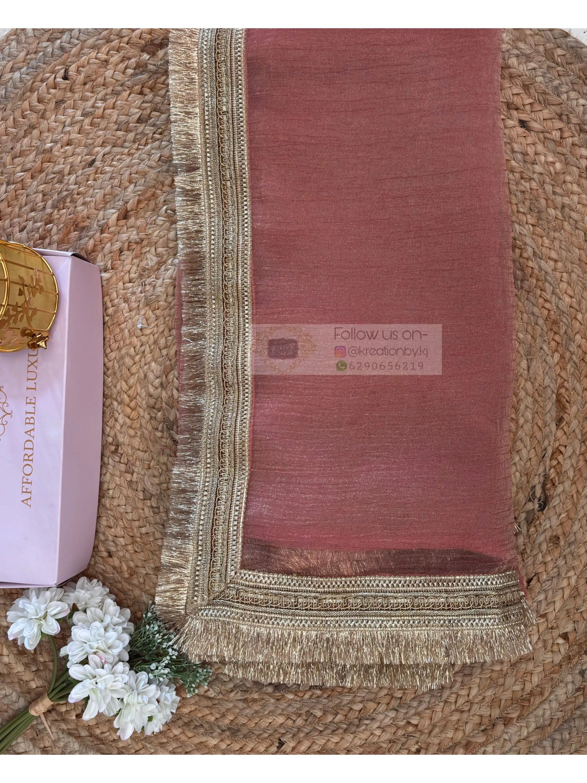 Old Rose Tissue Silk Banno Saree kreationbykj