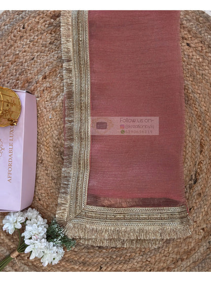 Old Rose Tissue Silk Banno Saree kreationbykj