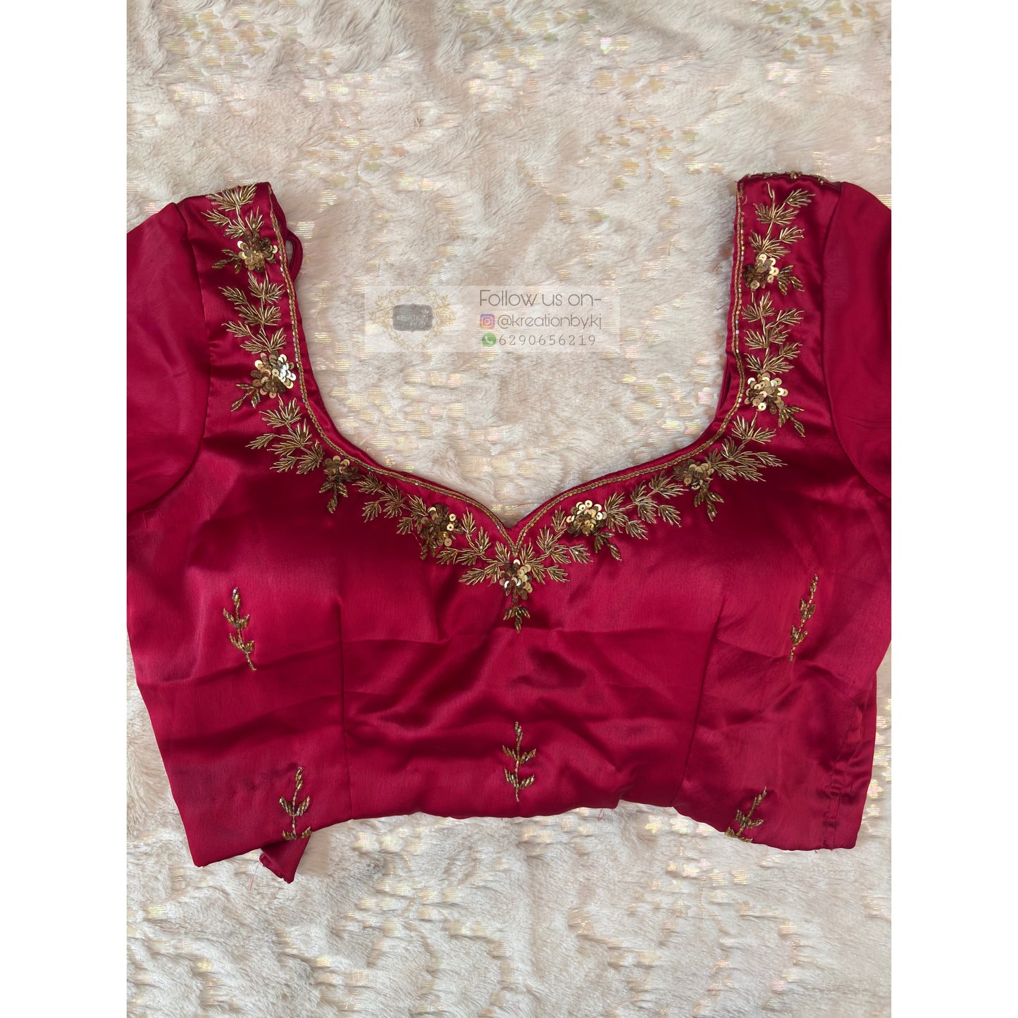 Hot Pink Designer Zardosi Blouse Piece kreationbykj