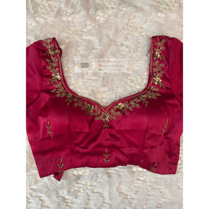 Hot Pink Designer Zardosi Blouse Piece kreationbykj