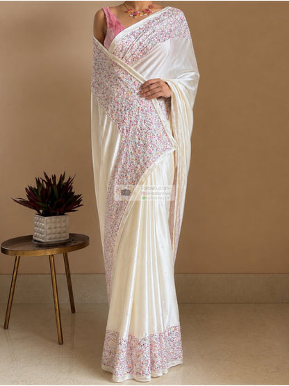 Cream Stardust Saree