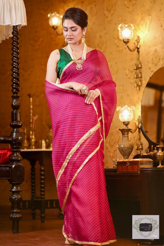 Rani Pink Leheriya Saree