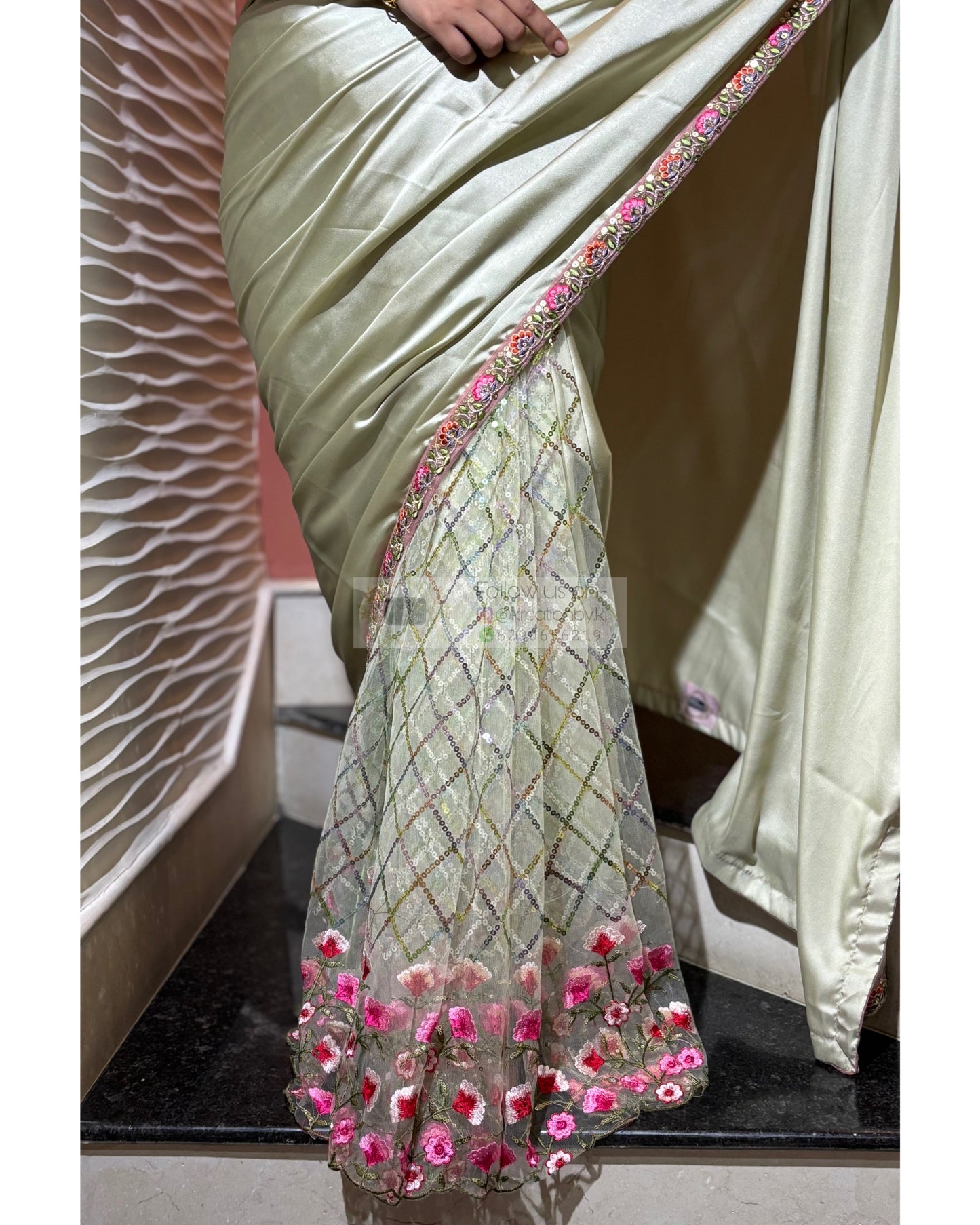 Spring Whispers Satin & Net Half Saree kreationbykj