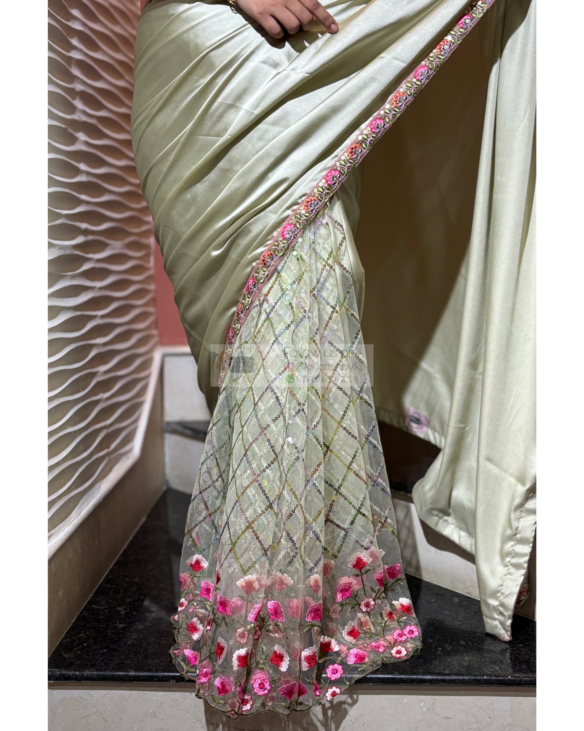 Spring Whispers Satin & Net Half Saree kreationbykj