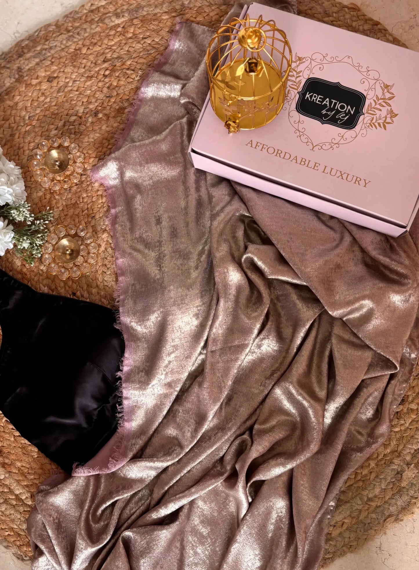 Mauve Glam Gold Shimmer Saree Kreation by KJ