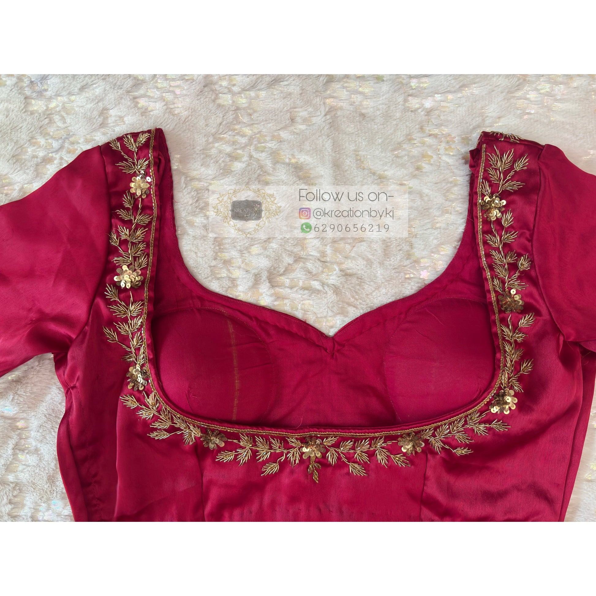 Hot Pink Designer Zardosi Blouse Piece kreationbykj