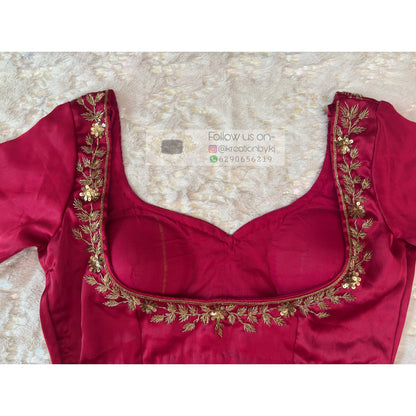 Hot Pink Designer Zardosi Blouse Piece kreationbykj