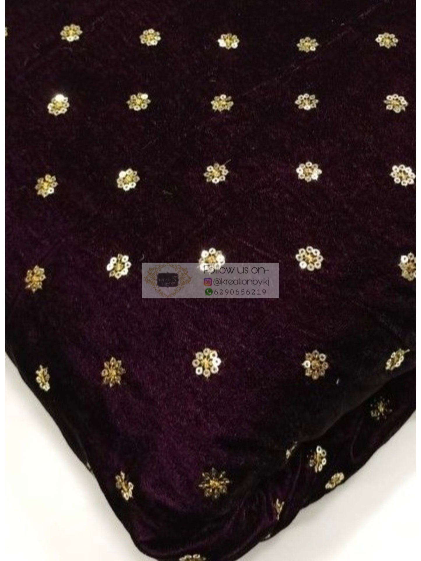 Burgundy Velvet Sequin Boota Fabric