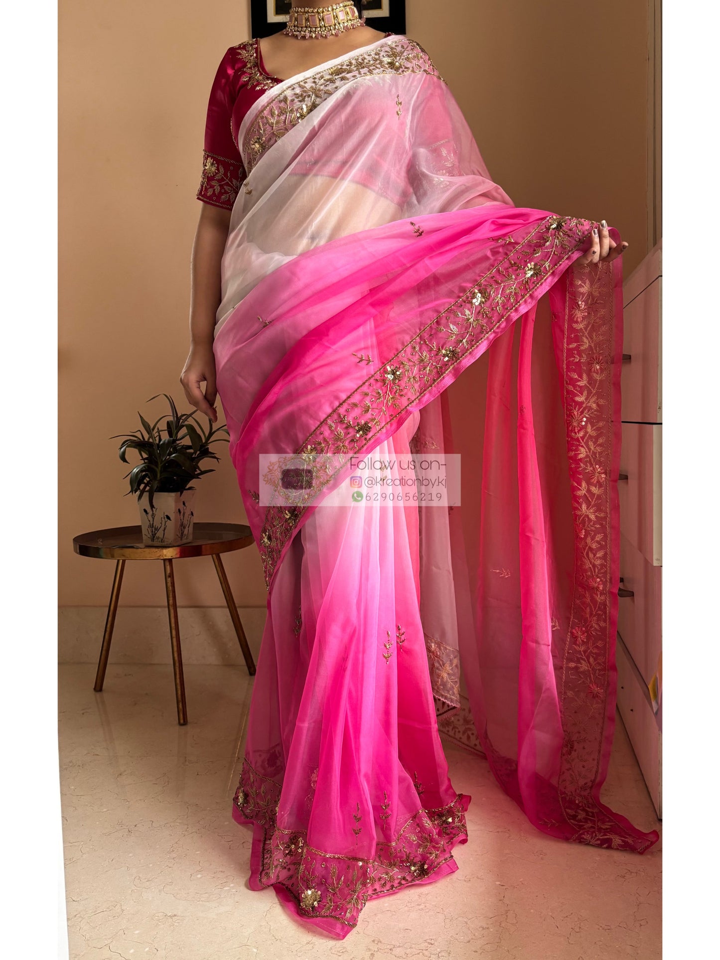 Gulabi Ombré Anaya Saree kreationbykj