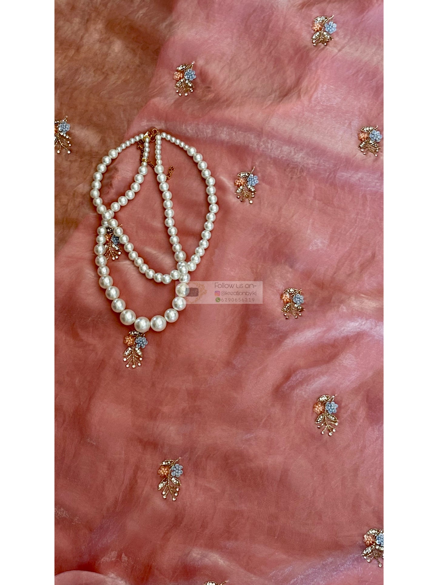 Blush Pink Shimmer Satin Saree with Floral Motifs