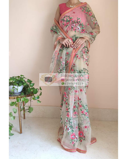 Floral organza saree