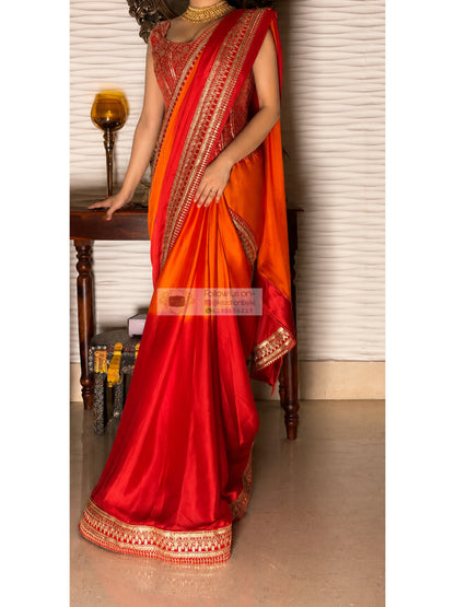 Sun Set Ombre Saree with Embroidered Border