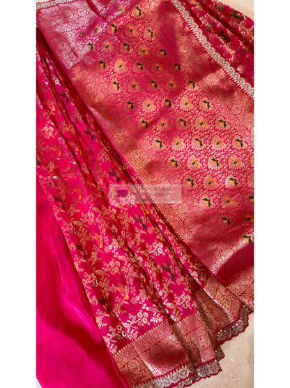 Rani Pink Banarasi Minakari work Saree