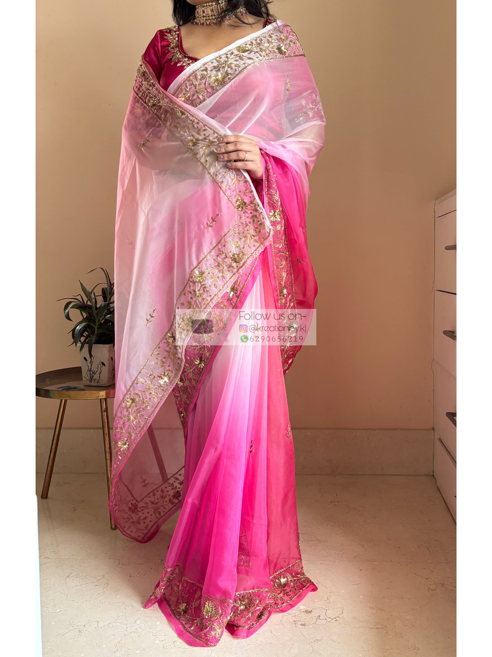 Gulabi Ombré Anaya Saree kreationbykj