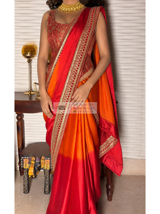 Sun Set Ombre Saree with Embroidered Border