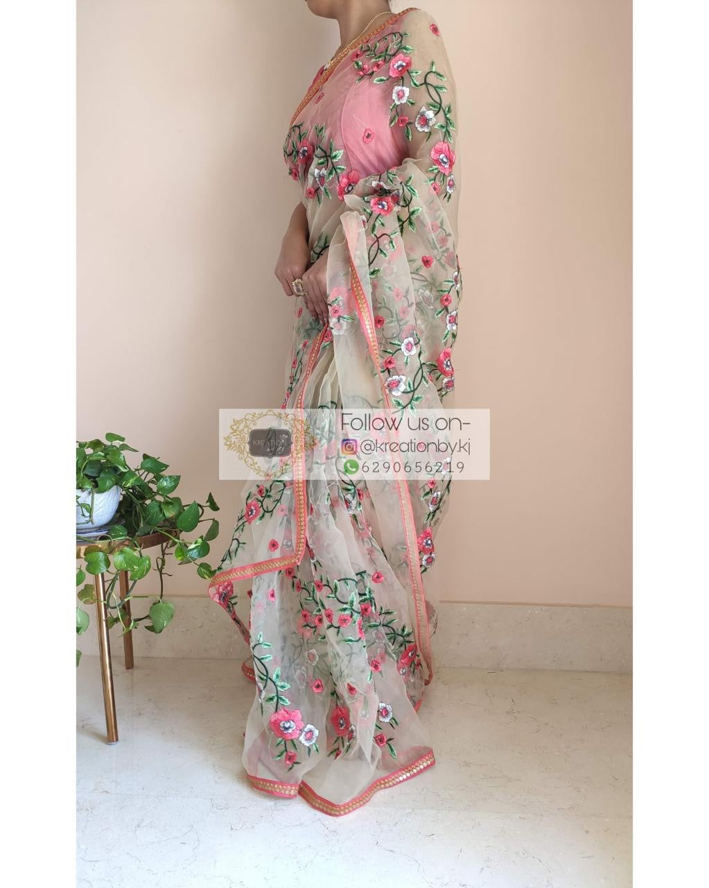 Floral organza saree