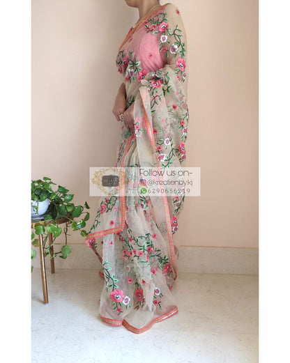 Floral organza saree