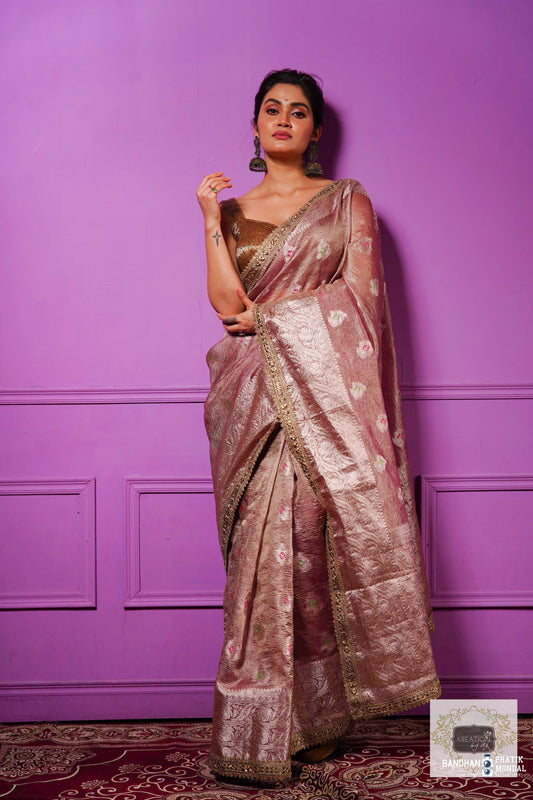 Lilac Designer Tissue Silk Banarasi Saree kreationbykj