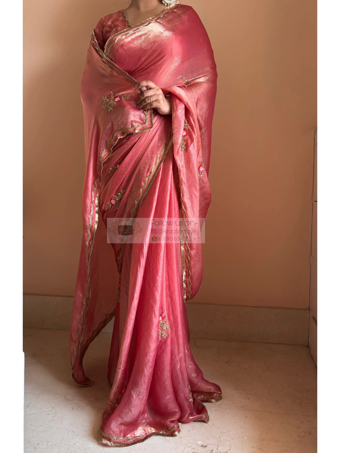 Summer Rose Pink Saree Kreation by KJ